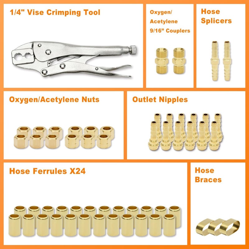 Campfire RK-26 1/4" Hose Repair Kit With C-5 Crimping Tool, Compatible With CK24 And WM24, Air Hose Repair Kit Includes B Size Fittings For 3/16" And 1/4" Id Hoses - Image 3